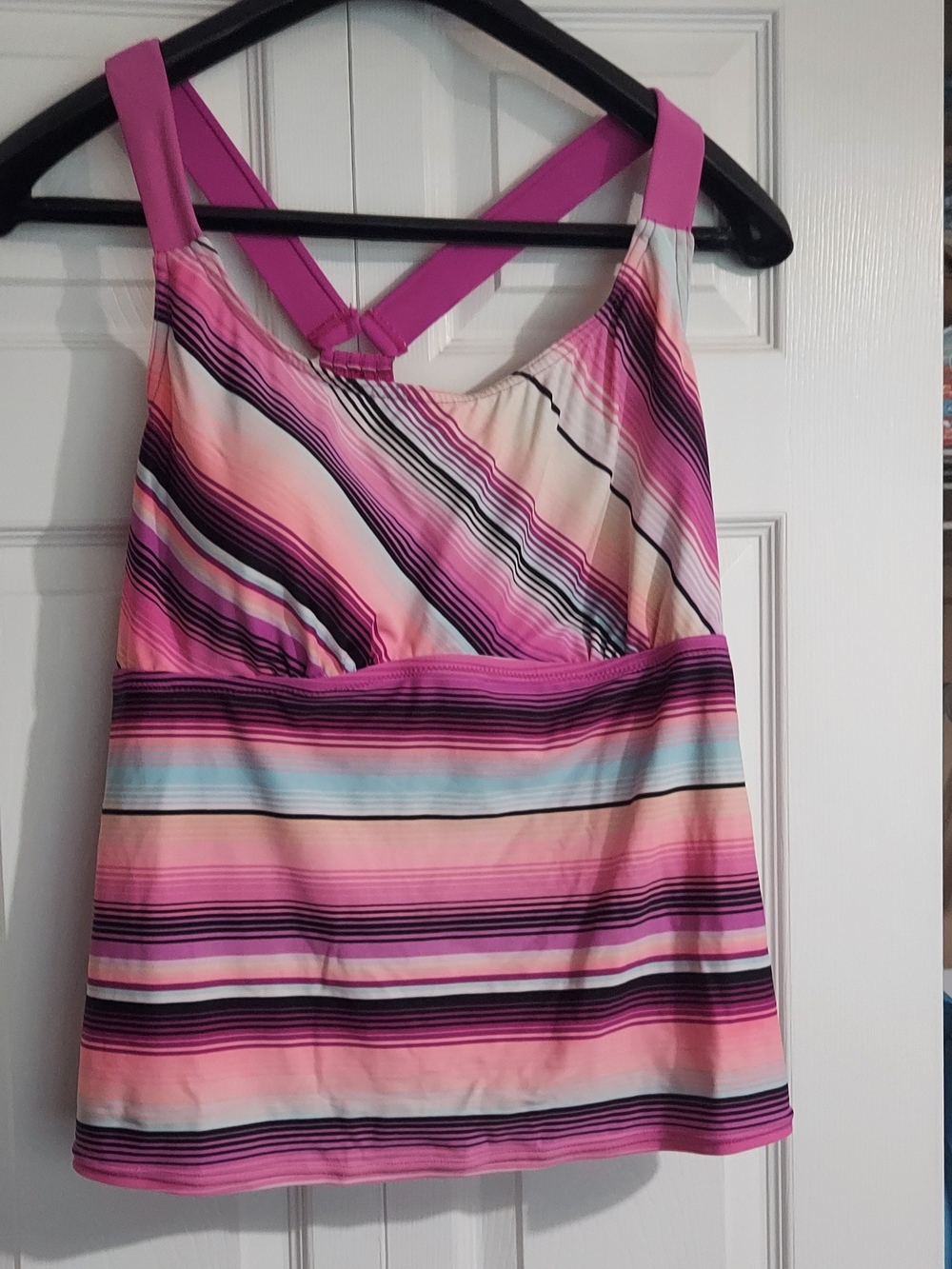 Athleta Striped Pink & Blue Tankini Top